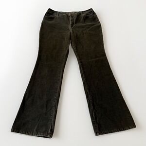 3/$25 SALE! St Johns Bay Corduroy Pants Womens 14 Green Bootcut Flare 90s Y2K